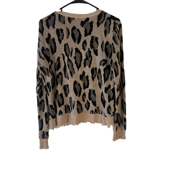 Fate Women's Size Small Cheetah Animal Print Distressed Sweater - Picture 6 of 9